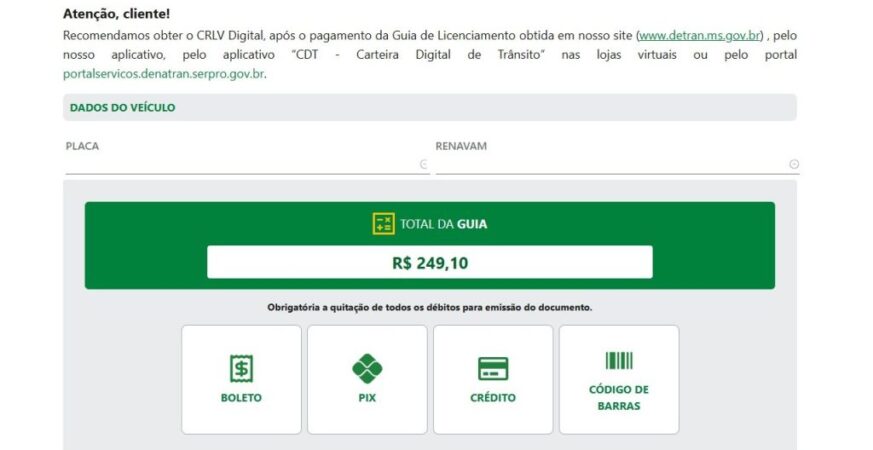 Licenciamento 2026 começa com nova opção de parcelamento digital no Portal Meu Detran