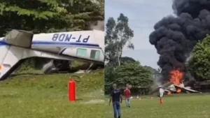 Duas pessoas morrem em queda de avião de pequeno porte no interior de São Paulo